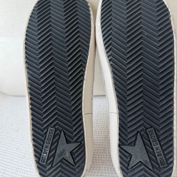 Golden Goose White and Tan Sneakers with Blue Accents - Picture 4 of 4